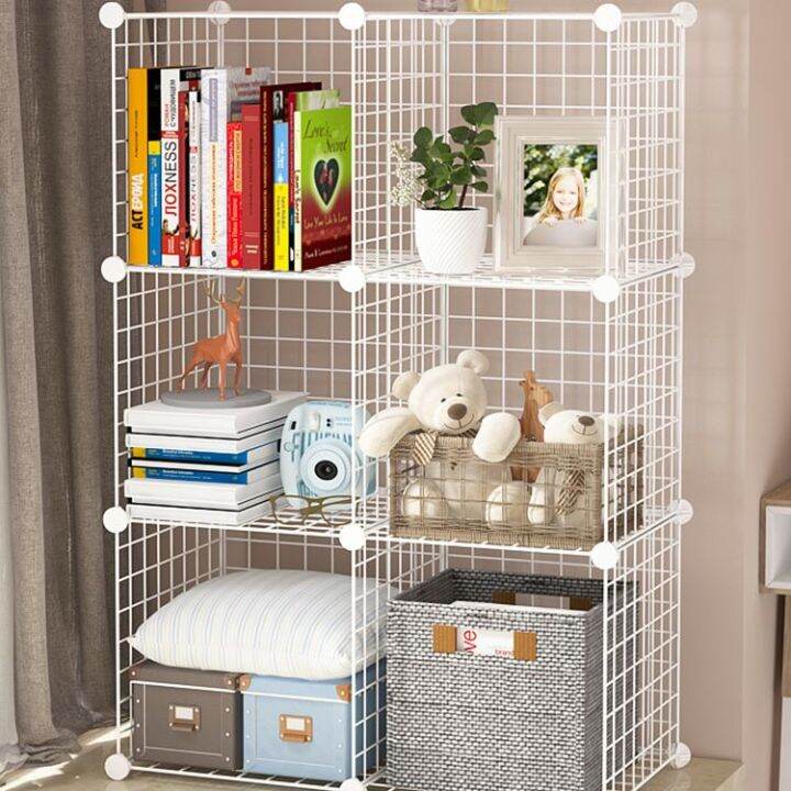 Wire Grid Storage Shelves Stackable Cubes Black White Adjustable ...