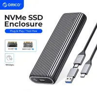 ORICO เคส M2อลูมิเนียมฟรีเครื่องมือ Nvme SSD 10Gbps Pcie Type C เคส SSD M.2 Nvme M เคสโซลิดสเตทไดรฟ์คีย์สนับสนุน UASP