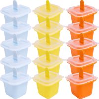 12x Square Grid Ice Cube Molds Food Grade Silicone Ice Cream Mould Tray with Stick DIY Jelly Pudding Drink Ball Maker Kids Snack