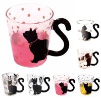 ✇☇ Anti-Scalding Cat Glass Coffee Mug Cup Tea Cup Milk Coffee Cup Dots Decoration Home Office Cup Couples Gift Drinking Utensils