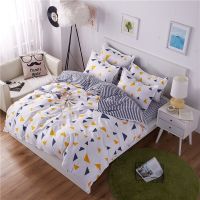 4pcs Aloe Vera Cotton Simple Bed Sheet Printing Four Piece Set Hotel Homestay Washable Quilt Cover