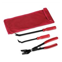 3pcsSet Auto Car Door Panel Remover Clip Trim Auto Fastener Pliers Puller Tool Retaining Clip Remover Pry Bar Tool + Nylon Bag