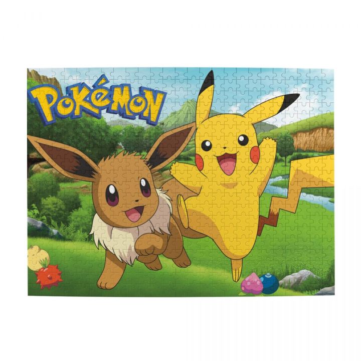 pokemon-eevee-amp-pikachu-wooden-jigsaw-puzzle-500-pieces-educational-toy-painting-art-decor-decompression-toys-500pcs