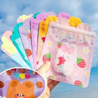 4pcs Cartoon Cute Snack Ziplock Bag Small Self Sealing Candy Bag For Childrens Birthday Party Shiny Plastic pouches for Cookie Food Storage Dispenser