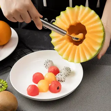 2 In1 Dual-head Stainless Steel Carving Knife Fruit Watermelon Ice Cream  Baller