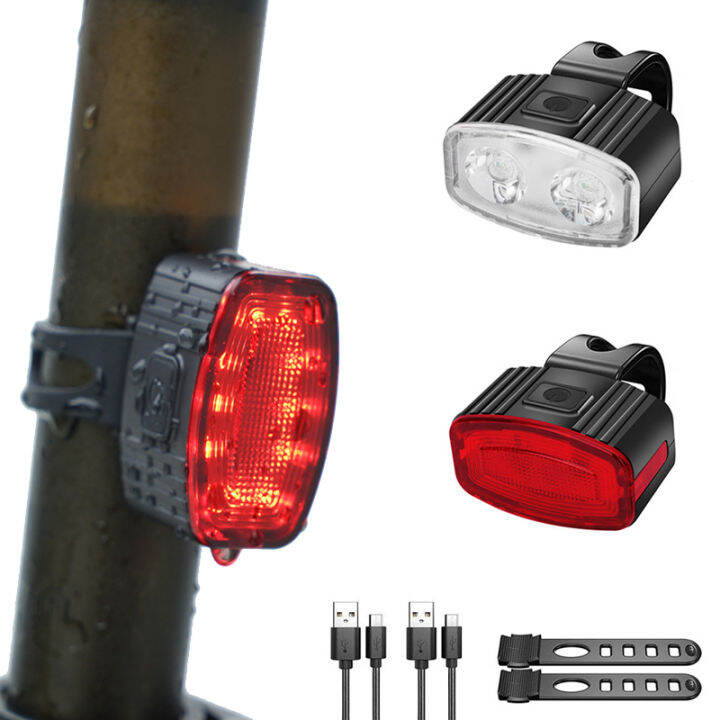MTB Typec Rechargeable LED Mountain Bike Bicycle Tail Light Road Bike