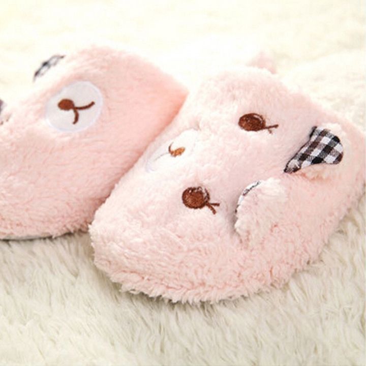 a-so-cute-ผ้าฝ้ายให้ความอบอุ่นหน้าหนาวรองเท้าใส่ในบ้านลายการ์ตูนคู่หมีน่ารักหูข้างพื้นในบ้าน