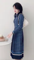 Design Plus Size 2XL Fashion French Midi Dresses Women Clothes Vintage Geometric Print Elegant Casual Lady Office Femme Dress ZA