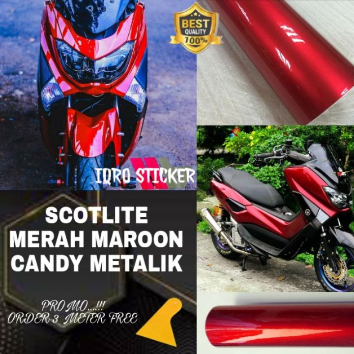 Stiker Skotlet Motor Merah Metalik Candy Scotlite Motor Metalik Candy