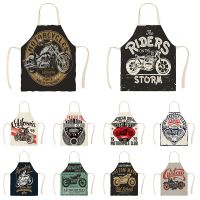 1Pc Kitchen Apron Motorcycle Poster Art Letter Print Ride Your Way Printed Cotton Linen Aprons for Men Home Cleaning Tools Aprons