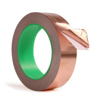 ✠∏ Copper Foil Adhesive Tape Mask Electromagnetic Shield Eliminate EMI Anti-static Repair Double Sided Conductive Tape 10M
