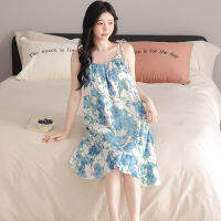 เซ็กซี่สปาเก็ตตี้ Night Dress Plus 5XL ผู้หญิงพิมพ์ลายดอกไม้ Nightgowns ผ้าฝ้าย Casual Home Dress เสื้อ Sleepshirts ชุดนอน