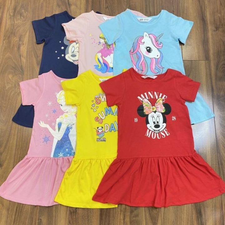 Đầm thun cotton hoạt hình ngựa Pony cho mùa hè