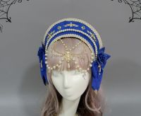 Renaissance Crown Headpiece ลูกปัด Chain Royal ฝรั่งเศสผู้หญิงยุคกลาง Elizabethan Hood Coronet Tiara Headband