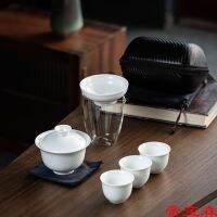 [COD] Dehua Set Outdoor Glass Pass Cup Sancai Cover Bowl Small Three Cups with