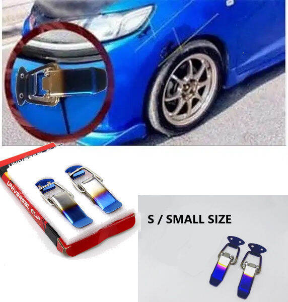 Universal Stainless Steel Car Bonnet Titanium Half Blue Bumper Clip Small Perodua Viva Elite