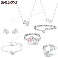 2020swa1:1 fashion jewelry Double Crystal Charm Pendant womens Necklace