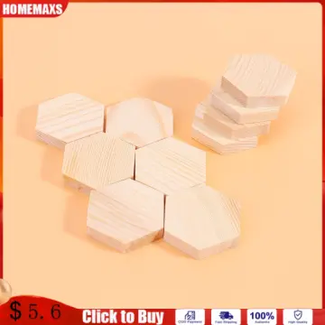 10PCS Wooden Plank Polygonal Wood Block Hexagon Profiled Solid Wood Block  Manual DIY Special-shaped Wooden Boards for Crafts Making Size 4 