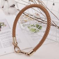 【YF】❐  Diy 40cm Short Belts Pu Leather Braided Rope Handles Handbag Straps Purse Metal Buckle