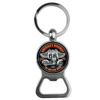 【DT】SUTEYI Classic USA Route 66 Glass Cabochon Keychain Bottle Opener Hip Hop Motorcycle Key Chain For Men Jewelry hot