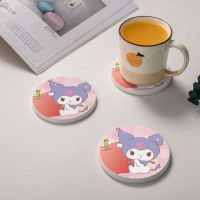 Sanrio Kuromi แผ่นรองแก้วไดอะตอมไมต์ทรงกลม2ชิ้น (10*0.9ซม.)