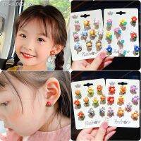 ▥☫♗ 10Pcs/Set New Cartoons Ear clip Girls Sweet Acrylic Stud no pierced anti-pain earrings Cute Earing Korean Kawaii Earring Jewelry