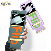 KISSCASE สายรัดข้อมือแบบบางพิเศษ,เคสโทรศัพท์ผิวเกล็ดน้ำแข็งสายรัดข้อมือสำหรับ Samsung Galaxy Z Flip 5 5G เคสพีซีแบบหนาฝาครอบป้องกันกันตกสำหรับ Flip5 Samsung Z