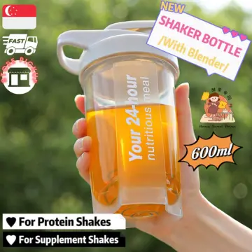 1 Set 590ml Shaker Bottle Large Capacity Leak-proof Drop-resistant Heat  Resistant Protein Mixing Shake Water Bottle Exercise Use