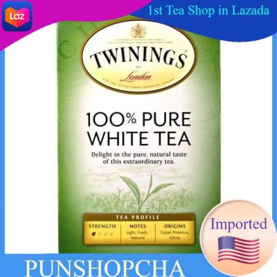 ชา Twinings, 100% Pure White Tea, 20 Tea Bags ชาขาว ชาเพื่อสุขภาพ​