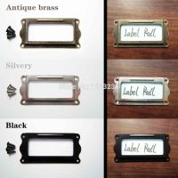 12pcs Decorative Furniture Cabinet Drawer Box Case Iron Metal Tag Label Pull Frame Handle File Name Card Holder Door Hardware Locks