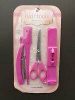 Hair Tools กรรไกรตัดผมหน้าม้า พร้อมที่วัดระดับ กรรไกรตัดผม ผมหน้าม้า และ ปลายผม สินค้า 4 ชิ้น ใน 1 แพคเกจ