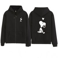 เสื้อผู้หญิงเกาหลีซิปแขนยาวHoodie Snoopyเชิ้ตคู่รักเสื้อมีฮู้ดขนาดใหญ่แขนยาวเสื้อยืดไซส์พลัสเสื้อกันหนาวผู้หญิง