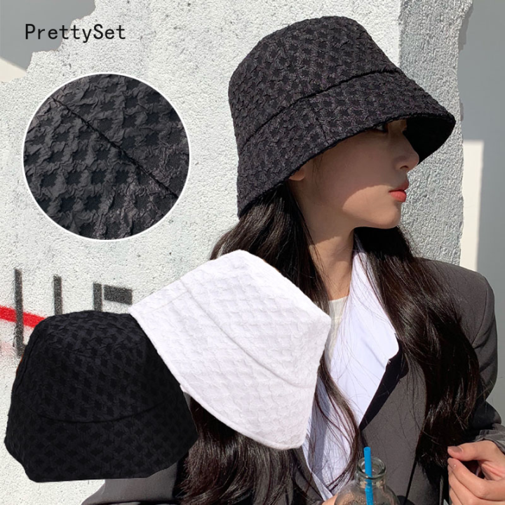 PrettySet】Foldable Bucket Hat for Women Summer Sun Hat Visor Fisherman Cap  Anti-UV Wide Brim Sunscreen Caps