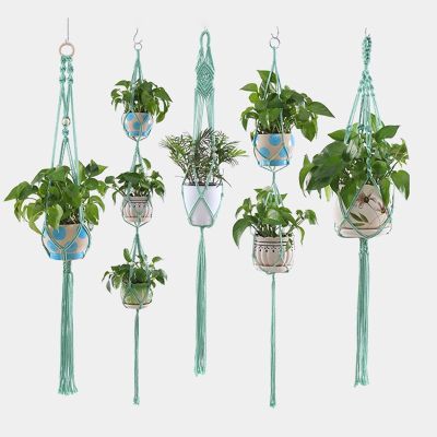 [Like Activities] HandmadeHanger Decor Pot Holder Cotton RopeMade Basket For Wall Decoration Courtyard Garden Pot Tray For Plant