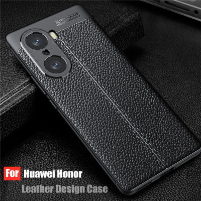 Soft TPU Case สำหรับ Huawei Honor 70 Pro Honor 60 Pro 60 SE Honor 50 Pro 30 Pro 30S Honor 20 Pro Honor 8X Max กันกระแทก PU หนัง Lichi รูปแบบเคสโทรศัพท์