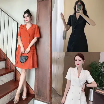 Đầm suông kiểu vest dài cột dây pha ren Trắng  AlvinStoreVn