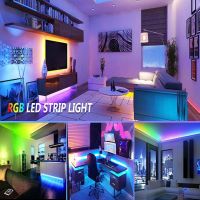 MODERATESTORE27RE5 5V ค่ะ ไฟเส้น LED แบบ USB 0.5-5เมตรค่ะ 5050 RGB ไฟเส้น ลดกระหน่ำ พร้อมรีโมทคอนโทรล โคมไฟบรรยากาศพื้นหลังทีวี อุปกรณ์สำหรับห้องครัว