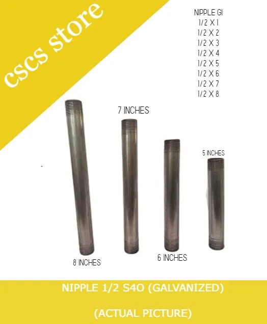 Galvanized Fittings Gi Nipple 1 2 X 1 1 2 X 2 1 2 X 3 1 2 X 4 1 2 X 5 1 2 X 6 1 2 X 7 1 2 X 8 Lazada Ph