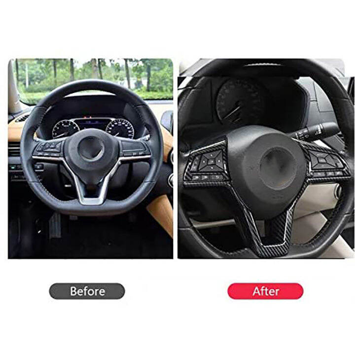 carbon-fiber-steering-wheel-decoration-cover-frame-trim-for-nissan-rogue-altima-sentra-kicks-leaf-versa-accessories