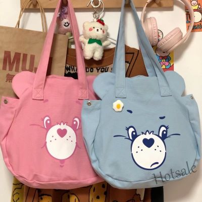 【hot sale】✹ C16 Korean Version of the Trend New Bear Canvas Bag Girls Shoulder Bag Cartoon Japanese Large-capacity Handbag Fashion Tote Bag