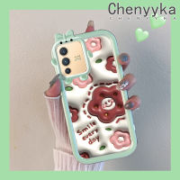 เคส Chenyyka สำหรับ VIVO V23 5G S12 5G V23i 5G ลายการ์ตูน3D ยิ้มดอกไม้สีสันสดใสน่ารักมอนสเตอร์น้อยเลนส์กล้องถ่ายรูปแบบนิ่มซิลิโคนเคสใสกันกระแทกแบบใสง่าย