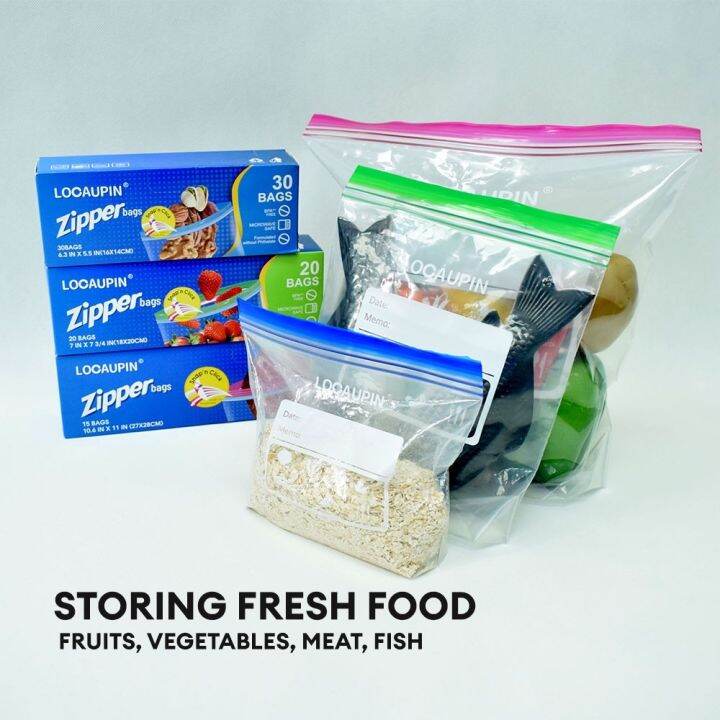 Locaupin Ziplock Airtight Plastic Resealable Bag Label Fresh Keeper