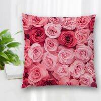 （ALL IN STOCK XZX）Customer Service Decoration Pillow Case Rose Pink Square Zipper Pillow Best Gift 20X20cm 35X35cm 40X40cm 10.28   (Double sided printing with free customization of patterns)