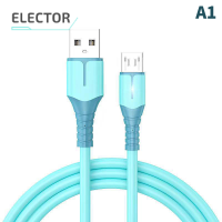 Elector สายชาร์จโทรศัพท์ซิลิโคนเหลวมีไฟ LED และชาร์จไฟผ่าน USB ได้เร็ว3A