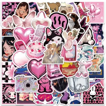 50 PCS Pink Stickers Kawaii Stylers - Y2K Fashion Clothing