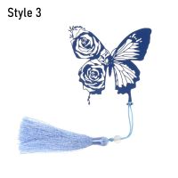 +【； Retro Metal Butterfly Rose Bookmark Rions Tassel Pendant Student Book Pagination Marker Gift Office School Stationery Supplies