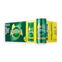 Perrier Sparkling Natural Mineral Water Lemon 250 ml. Pack of 10 cans.เปอริเอ้ น้ำแร่ธรรมชาติชนิดมีฟอง กลิ่นเลมอน 250 มล. แพ็ค 10 กระป๋อง