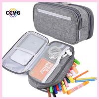CCVG กระเป๋าใส่ดินสอความจุขนาดใหญ่3ช่องกระเป๋าที่ใส่เครื่องเขียนแบบพกพาสวยงามกระเป๋านักเรียนอเนกประสงค์