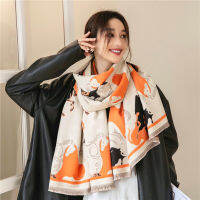 Warm Double-sided Cashmere Scarf Female Winter Shawls Floral Wrap Hijab For Ladies Elegant Autumn Blanket Bufanda