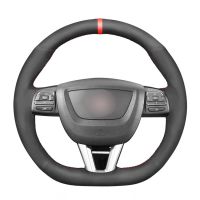 Hand-stitched Black Suede Car Steering Wheel Cover for Seat Leon (FR CUPRA) MK2 1P 2009 2010 2011 2012